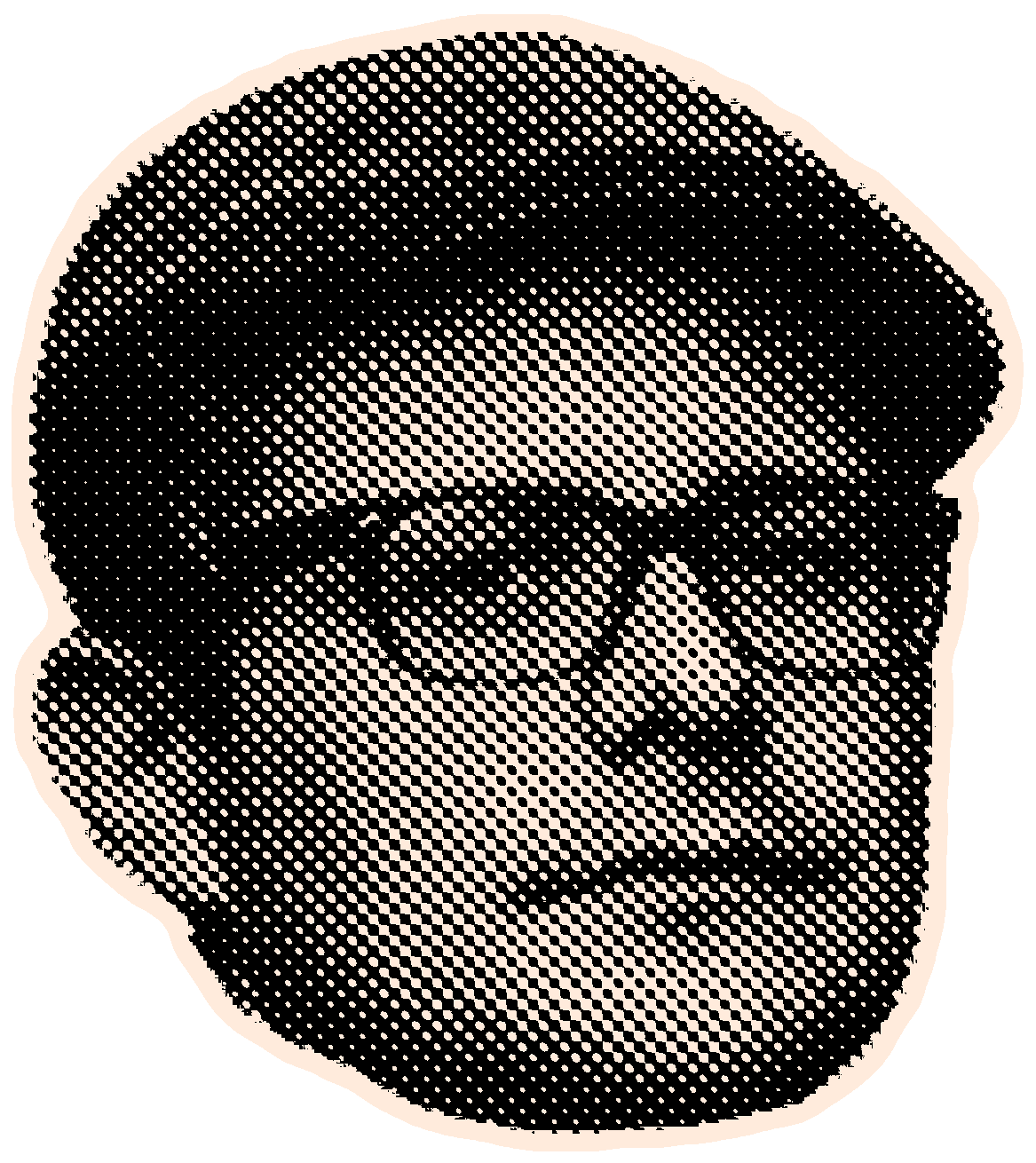 Halftone black and white portrait of Samuel Hopfengärtner.